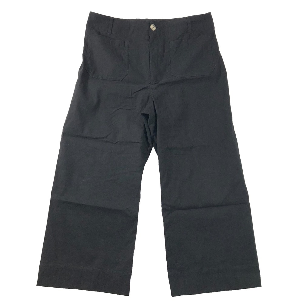 Maeve Anthropologie Pants Women's 34 Black The Colette Wide Leg Crop High Rise